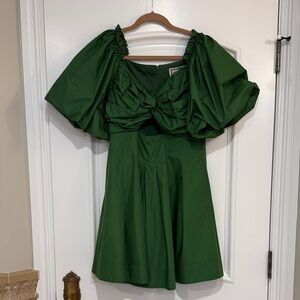 Fun and Elegant Green Off-Shoulder Dress